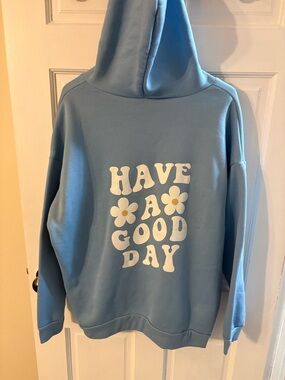 Blue 'Have A Good Day' Graphic Hoodie